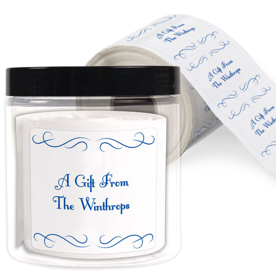Double Scroll Frame Square Gift Stickers in a Jar